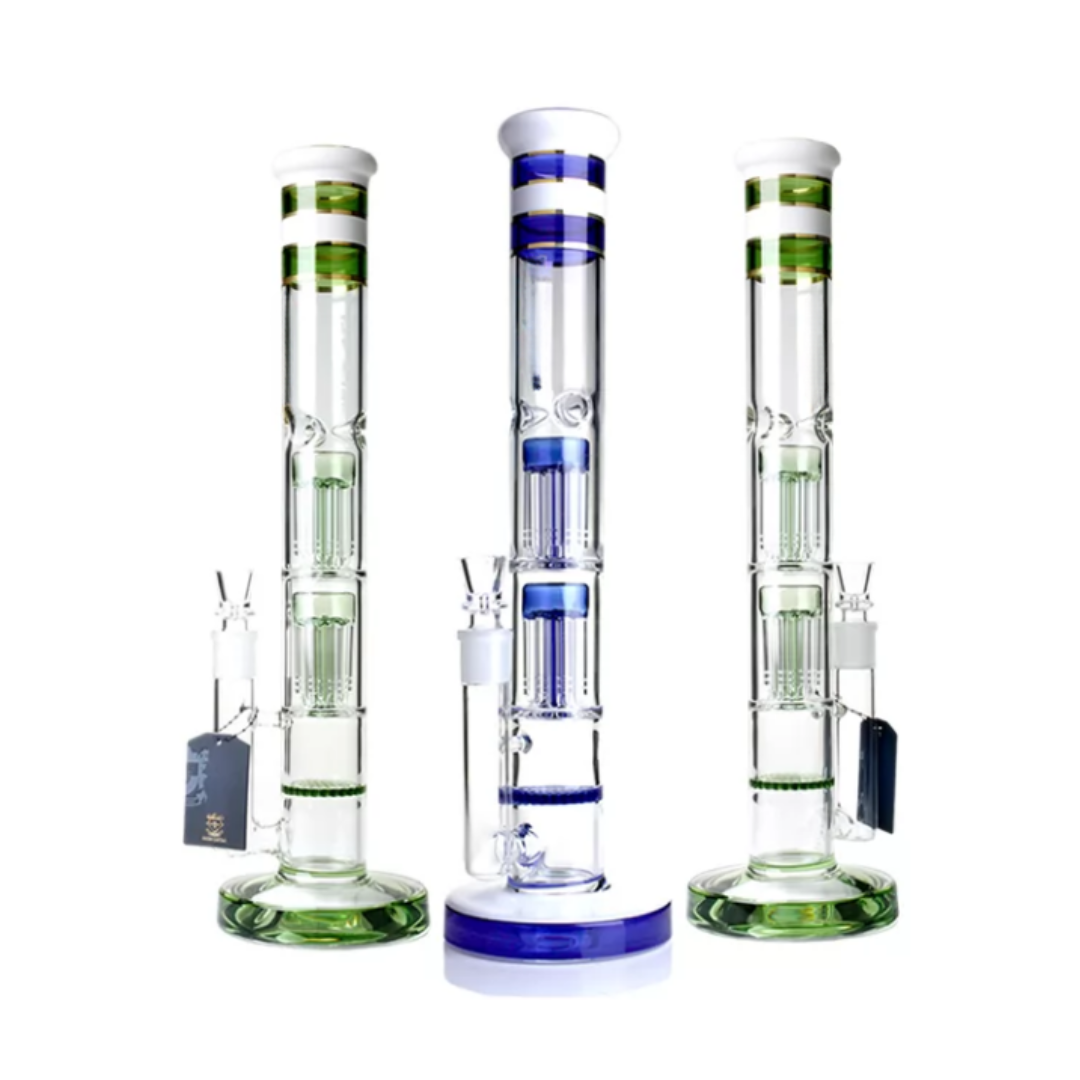 17 Inch Percolator Bong with Double 8 Arms Perks and One Honeycomb Perk and Ice Catcher