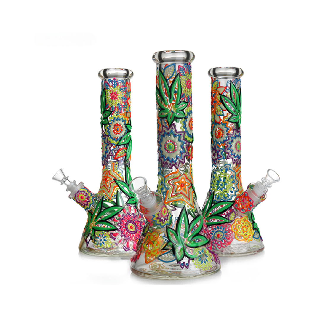 12.5in Pot leaf glow beaker