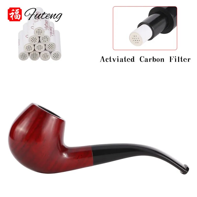 New Classic Creative Red Sandalwood Pipe Set Accessories 9MM Filter Solid Wood Dry Pipe Smoking Craft