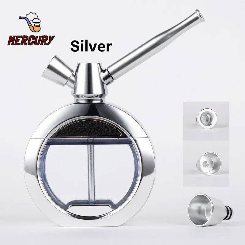MERCURY Double Filter Water Smoking Pipe High Qulity Zinc Alloy Hookah Set Men and Women Use Dry Herb Grass Tobacco Pipes Kit