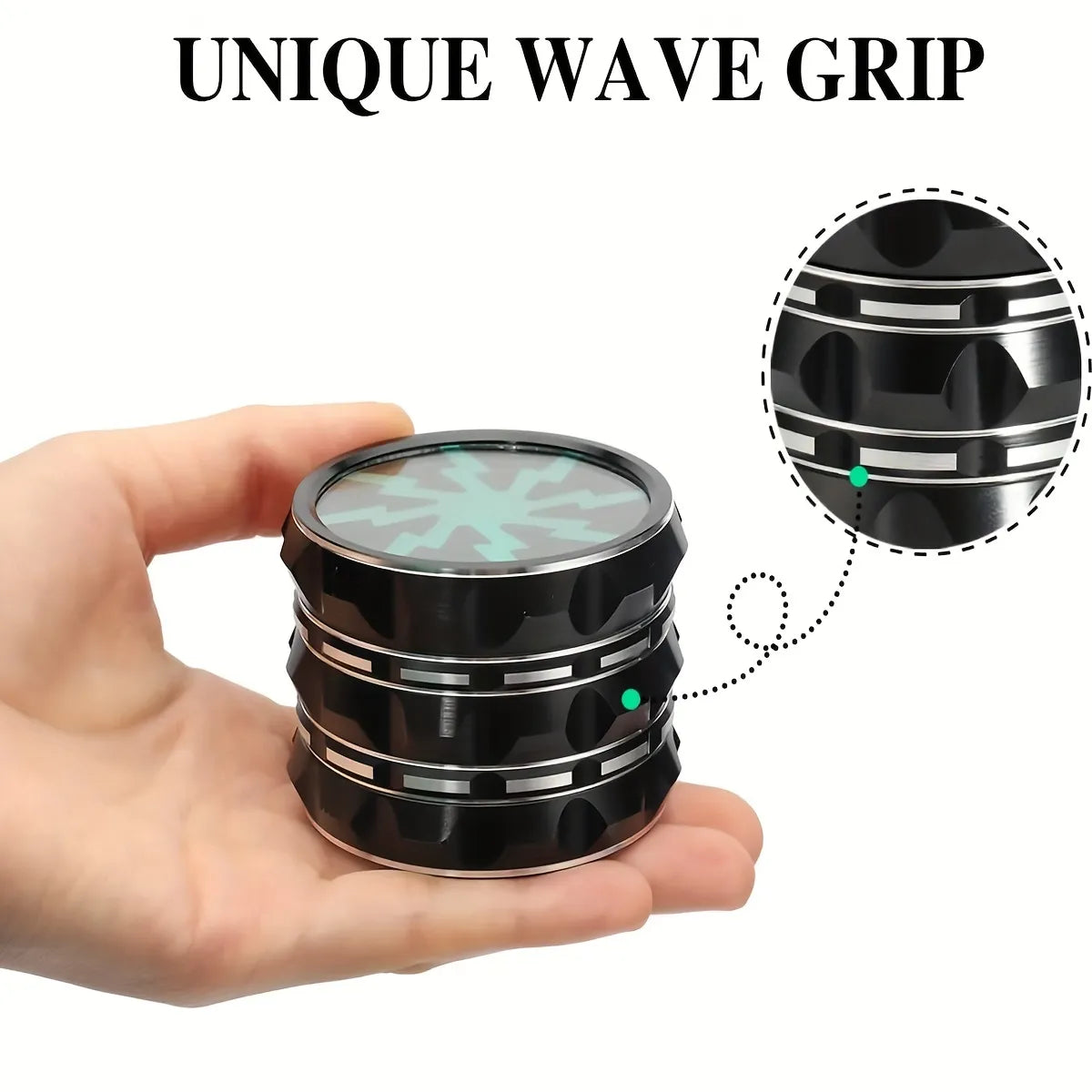 2.5inch,65mm Hand Crank Aluminium Grinder with Clear Top, Black and Green, Best Gift