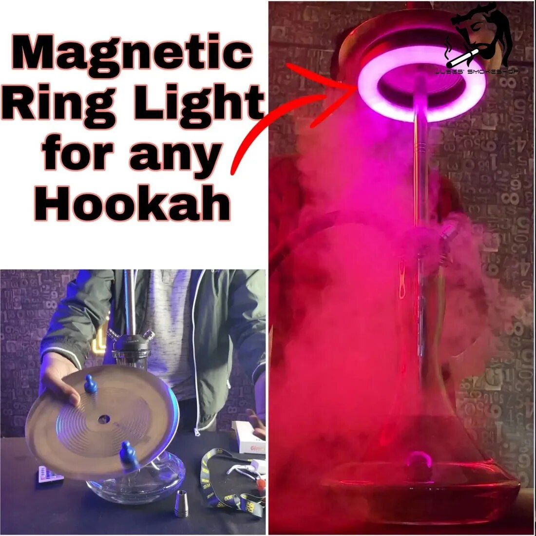 Area51 SMOKESHOP Newest Wheel Shape Colour LED Hookah Light Display Shisha Ring Light with Remote Control Hookah Accessories