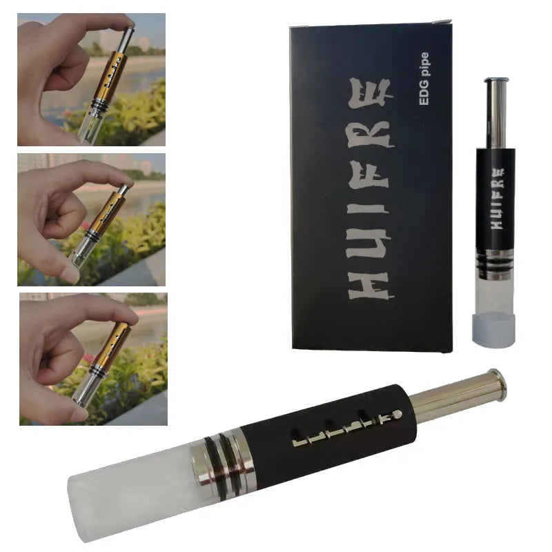 EDG Pipe Retractable Tobacco Pipe Piston Type Glass Pipe Dry Burner Smoking Products Gift for Men Herb Accessories