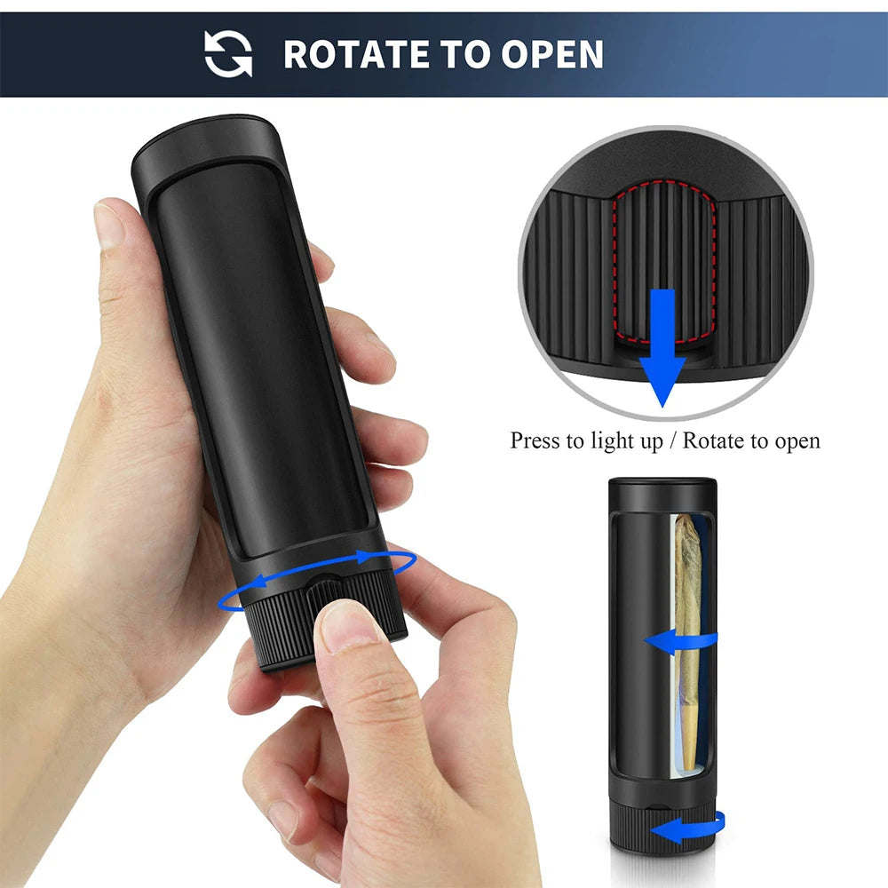 Rotatable 3pcs Tubes Cone Cigarette Case With Colorful LED Light USB Rechargeable Glowing Smoke King Size Storage Box Accessorie
