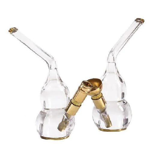 Cigarettes/Tobacco Dual Use Filter Hookah Transparent Glass Shisha Water Pipe for Smoking with Brass Shishsa Mouthpiece