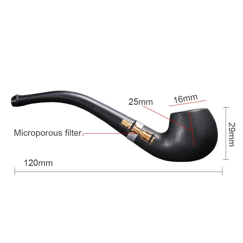 Portable Resin Wood Tobacco Pipe Micropore Metal Filter Bent Pipe Clean Filter Reusable Mouthpiece Cigarette Holder Smoking Pipe