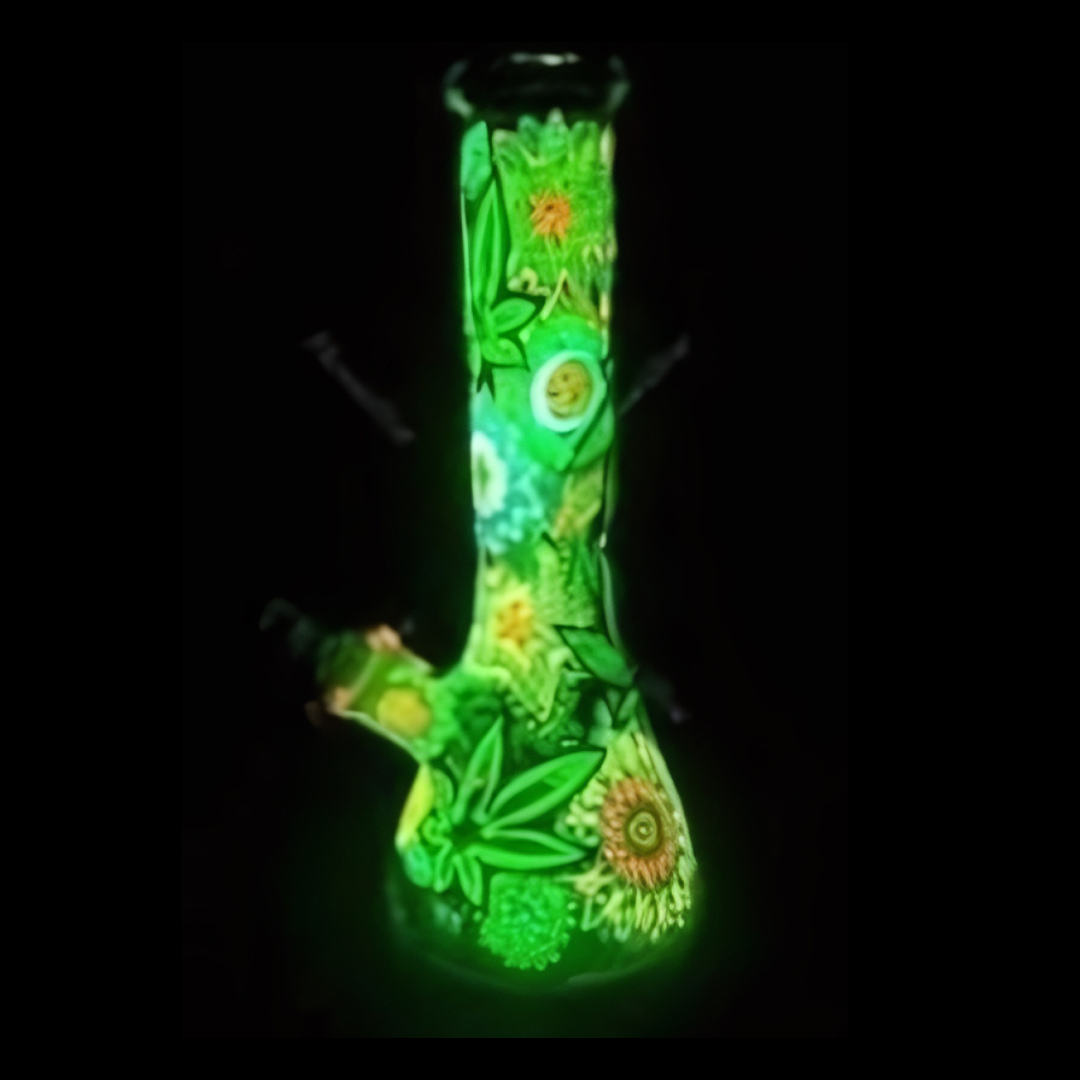 12.5in Pot leaf glow beaker
