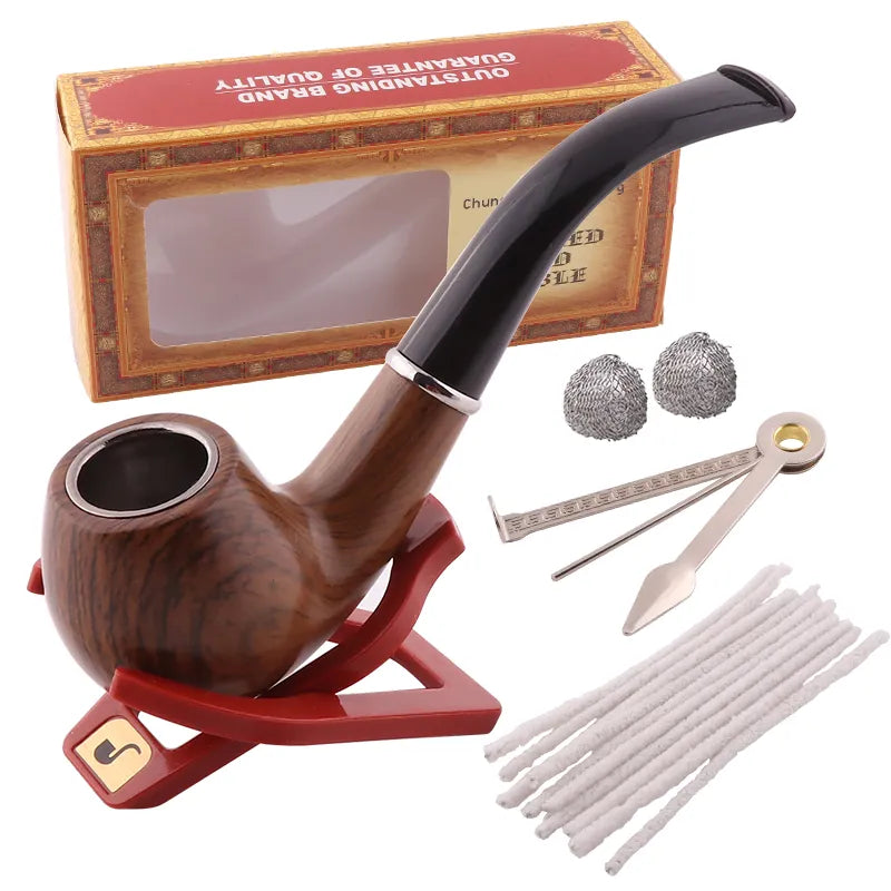 pipe tobacco grinder Resin Smoking Tobacco Pipe Set Classic Wooden Herb Grinder Pipe Smokin –  Area 51 Inc