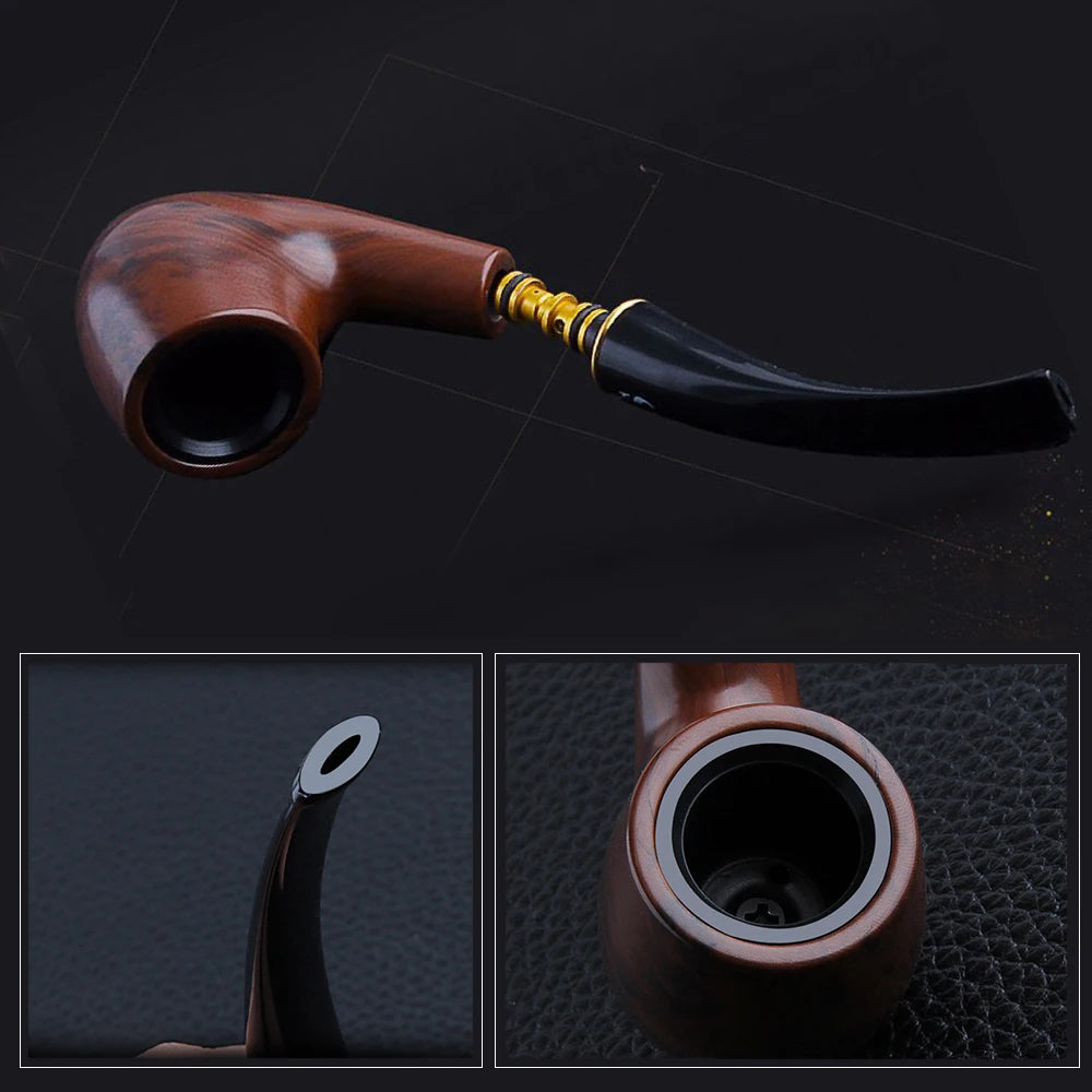 Resin Ebony Wood Tobacco Pipe Retro Bakelite Bending Filter Pipe Potable Handheld Smoking Pipe Cigarette Accessories Men's Gifts