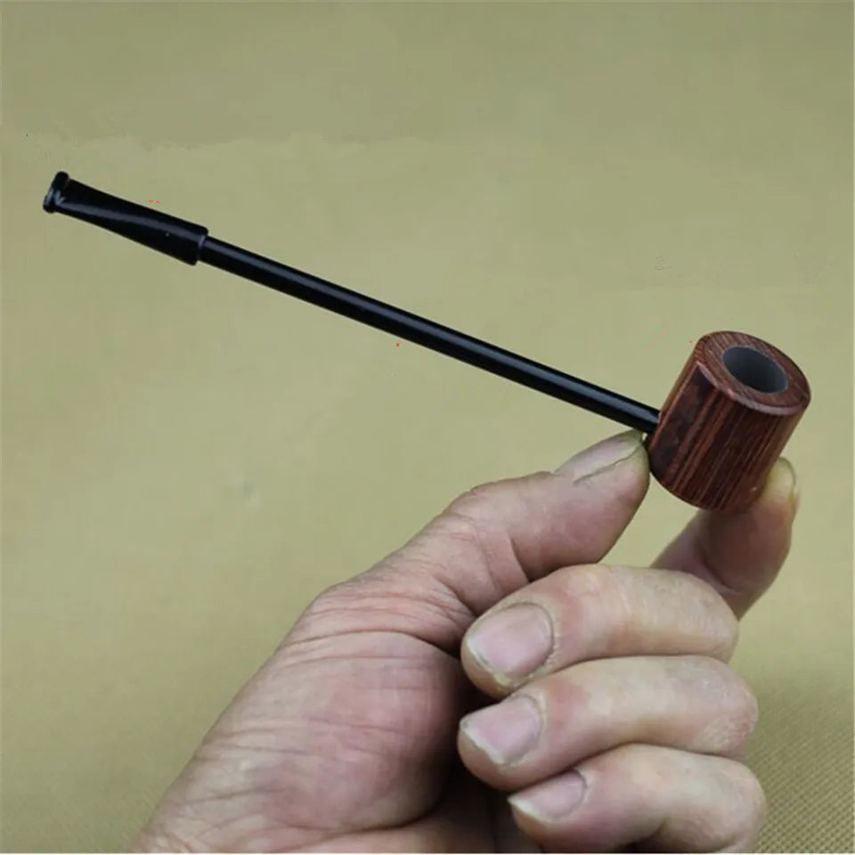 Ebony Wood Pipe Smoking Pipes Portable Smoking Pipe Herb Tobacco Pipes Grinder Smoke Gifts Black/Coffee 2 Colors