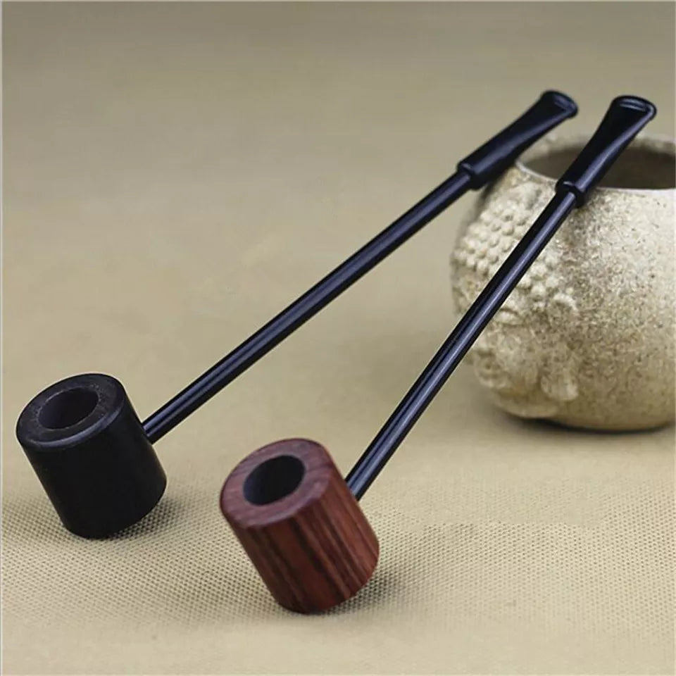 Ebony Wood Pipe Smoking Pipes Portable Smoking Pipe Herb Tobacco Pipes Grinder Smoke Gifts Black/Coffee 2 Colors