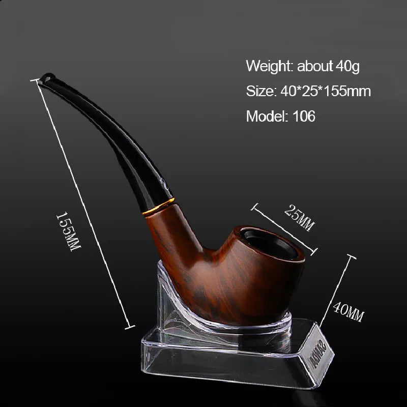 Resin Ebony Wood Tobacco Pipe Retro Bakelite Bending Filter Pipe Potable Handheld Smoking Pipe Cigarette Accessories Men's Gifts