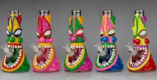 12in painted crazy clown glow beaker