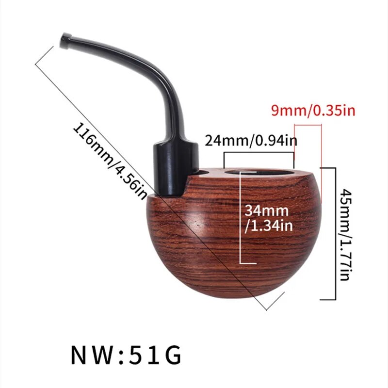 Rosewood Pocket Pipe Handmade Solid Wood Tobacco Pipe Old Fashioned Filter Pipe Accessories Dry Tobacco Accessories Smoking Tool