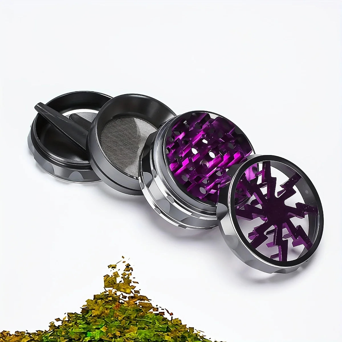 2.5inch,65mm Hand Crank Aluminium Grinder with Clear Top, Black and Green, Best Gift