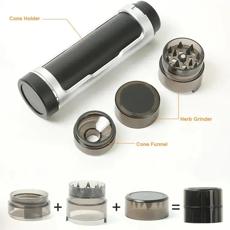 3 In 1 Portable Cigarettes Case with Filling Horn Tube Function High Quality Manual Tobacco Grinder Smoking Accessories